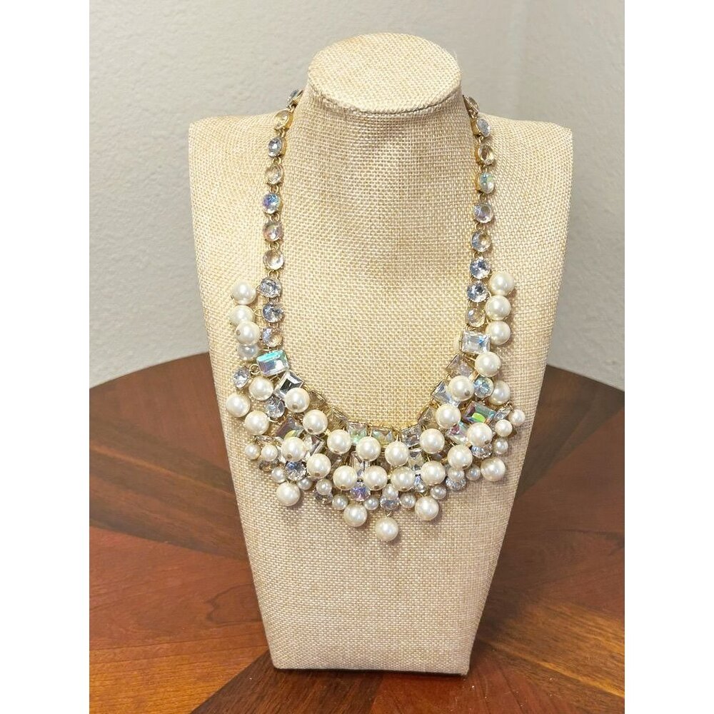 J. Crew Faux Pearl & Crystal Statement Necklace